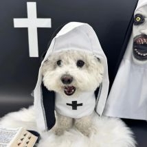 Halloween-Hundekleidung für kleine, mittelgroße und große Hunde, Katze, lustiges Anzieh-Cosplay, Nonne-Kostüme, Jesus-Kreuz, Welpe, Mops, Haustier, niedliche Outfits