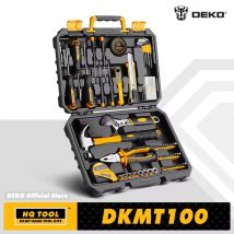 DEKO 100 pz/113 pz EDC Set di utensili manuali per riparazione domestica generale con cassetta degli attrezzi chiave a bussola cacciavite coltello per la lavorazione del legno
