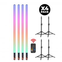 LUXCEO 85 cm 4 pezzi LED luce d'atmosfera 3 W telecomando luci d'atmosfera RGB illuminazione che cambia colore per bar festa decorazioni natalizie.