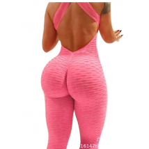 2025 Sexy Halter Women's Tracksuit Yoga High Waist Play Suit Slim Sport Backless Top Running Sportswear Pants Push Up Jumpsuit