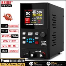 BSIDE DC Alimentatore regolato da laboratorio Programmabile 30V/10A 40V/20A Interruttore da banco regolabile Stabilizzatore di corrente preimpostato ON/OFF