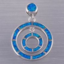 Kongmoon Doppel kreis Ozean blau Feuer Opal Schmuck für Frauen Anhänger für Halskette