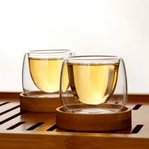 Design Doppelwandige Tasse Teetasse Bambus Tablett Set Anti-Hot Tasse Café Dufttee Kaffeetassen Copos Tazas Bardak Xicara Wäschetrockner