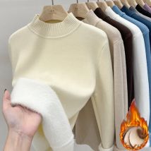 Winter Rollkragenpullover Strickwaren Frauen Elegante Verdicken Samt Gefüttert Warme Pullover Gestrickte Pullover Schlank Tops Jersey Jumper Neue