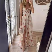 Neue Kleider mit Brustwickel-Print für Damen, Urlaubskleid am Meer