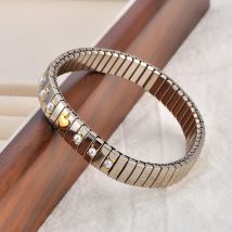 JeeMango Damen-Armband aus vergoldetem Edelstahl mit elastischer Kette und künstlichem Perlen-Herz-Design, wasserdicht JB24109