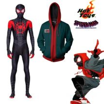 Supereroe Spiderman Miles Morales Costume Cosplay Tute Spider Man Halloween Adulto Bambini Tuta Cappotto Party Dress Up Regalo