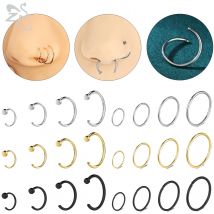 ZS 1PC Offener Hoop Ring Nasenpiercing Edelstahl Nasenklicker Ohrhelix Piercings Knorpelohrringe 18G/20G/22G Körperschmuck