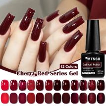 7 ml/0,24 fl.oz Mtssii Cherry Red Series Nagellack Gel Red Crystal Gel Nagellack 2025 Neuer roter Gelpoliermittel Rote Nägel