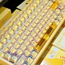 Verdickte transparente PC-Tastenkappen Dda hochglasierte gelbe Glasstruktur hohe Lichtdurchlässigkeit DIY-Tastenkappe 170 Tasten DIY-Tastenkappe