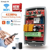 Tuya WIFI abridor de puerta de garaje receptor de puerta 2 canales 433mhz 433,92 mhz interruptor de controlador multimarca de código rodante fijo Universal
