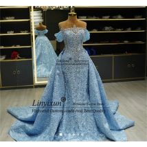 Stunning  Beaded Crystals Mermaid Prom Dress Off Shoulder Long Evening Party Gala Gown Sexy Black Girl Long robes de soirée