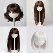 Awen Bjd Wig Mohair 1/4, 1/6 BJD Bangs Straight Short High-layered Long Hair for 30-40cm BJD DD SD Doll Hair in Multiple Colors