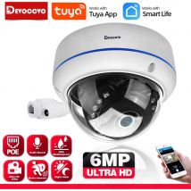 Tuya 6MP POE IP Dome Telecamera di sicurezza Metallo Esterno impermeabile Telecamera da soffitto per la casa Video sorveglianza Registrazione audio CCTV Cam 5MP