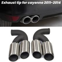 Schwarze Quad-Auspuffblenden für Porsche Cayenne 958 92A V6 2011-2014 Direktpassende Edelstahl-Endrohre für Werks-Quadratblenden