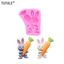 Osterhase umarmt Karotte Süßigkeiten Ton Kuchen Schokolade Dekoration Form DIY Karotte Schokolade Formen Hase Silikon form