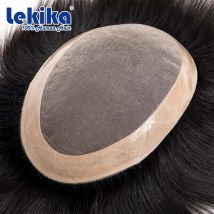 Toupee Mono Hair Prosthesis Man Male 100% Human Hair Durable Male Men's Wig Toupee Men 6" Hair Replacement System For Men