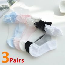 3 paare/los Sommer Kinder Seiden socken Baby Mädchen Säugling dünne Blume Socke atmungsaktive feste Mesh Kinder socken für 2-12 Jahre