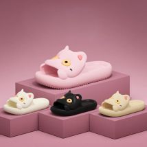 YNPO 2025New Nette Cartoon Indoor Hause Hausschuhe Frauen Badezimmer Dusche Nicht-slip Rutschen Licht Weiche Schwarze Katze Mädchen Sommer schuhe EVA