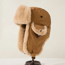 Winter mützen Frau Bomber hüte halten warm pu Leder Kunst pelzmütze Winter mütze Mann Radfahren wasserdicht kalt wind dicht neu