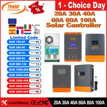 PowMr MPPT 100A 80A 60A 40A 30A 30A 20A controlador de cargador Solar LCD funciona con Panel Solar de batería Lifepo4 de plomo-ácido de 12V 24V 36V 48V