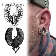 Twolobes 2 Stück Skarabäus-Sattelstopfen, Messgeräte, Tunnel für gespannte Lappen, Ohrpiercing, Körperschmuck, Dilatationen aus Edelstahl 316