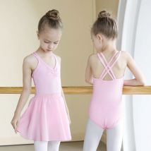 Mädchen Ballett Trikots Kinder Doppel Träger Tanz Bodys Gymnastic Trikots Kinder Tanzen Leibchen Rosa Schwarz Badeanzug