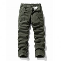 2025 Autumn Winter Casual Pants Men Cotton Straight Solid Color Cargo Pants Mens Fashion Multi-Pocket Jogger Breathable Trousers