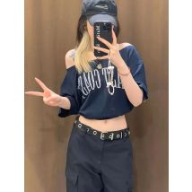 Y2k Vintage Sommer Off schulter Oversize T Shirt Frauen kurzarm Koreanische Chic Crop Top Jugend Elegante Bluse Weibliche Kleidung