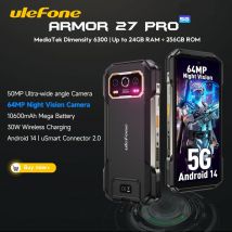 Ulefone Armor 27 Pro 5G Robustes Telefon 10600 mAh Smartphone Android 14 50 MP + 64 MP Nachtsichtkamera Bis zu 24 GB + 256 GB NFC