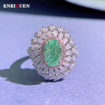 Charms 100% 925 echtes Silber 6*9mm hellgrüne Turmalin ringe für Frauen Edelstein Labor Diamant Hochzeits feier feine Schmuck Geschenke