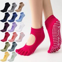 Frauen Fünf Zehen Rückenfreie Yoga Socken Baumwolle Anti-Slip Indoor Fitness Pilates Socken Damen Ballett Tanz Sport Socken Slipper