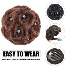 H&STAR Synthetic High Temperature Fiber Chignon Nine flowers Hair  Curly  Hair Bun Donut Clip In Hairpiece  For Womans