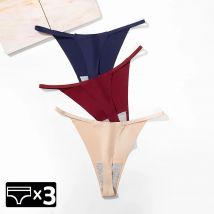 3 Teile/satz Seide frauen Höschen Baumwolle Gabelung Frauen Thongs Nahtlose Damen Unterwäsche Elastische Weibliche Dessous 9 Farbe G-String 2XL
