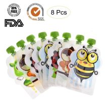8pcs/pack Reusable Breast Milk Storage Bag Baby Food Box  BPA Free Baby Food Container Pouch Snacks Baby Feeding Squeeze