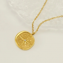 LUXUSTEEL Edelstahl Europäische und Amerikanische Mode Achteckige Stern Set Zirkon Anhänger Halskette Licht Luxus Stil Schmuck
