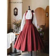 Original Retro Fishbone Halter Bogen Röcke Britischen Elegante Klassische Dünne Mid-länge Rock frauen Herbst Neue Lolita Lange rock