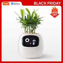 White Tuya Ivy Smart Planter,Endless Fun Over 49 Rich Expressions,7 smart sensors and AI Chips Make Raising Plants Easy and Fun