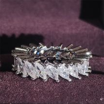 2023 neue Luxus Marquise silber farbe ästhetische Eternity Band Ring Für Frauen Dame Jahrestag Geschenk Schmuck Großhandel R5506