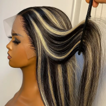 1B/27 Evidenziare Dritto 13x4 Parrucca Frontale Del Merletto Dei Capelli Umani Brasiliano Pre Pizzicato Ombre Bionda Colorata Parrucche Anteriori Del Merletto per le donne