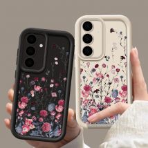 Wstrząsoodporne etui z kwiatkiem dla Samsung Galaxy S24 S23 S22 Ultra S21 S20 FE A52 A53 A14 A34 A15 A35 A54 A55 5G A56 S25 Cover