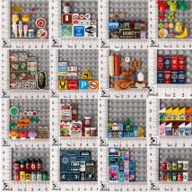 Piezas de figuras de ciudad DIY, bloques de construcción, botella de bebida de comida, señal de advertencia médica, Mini ladrillos impresos, juguete en miniatura de supermercado 95228