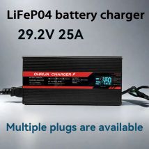 OHRIJA 29.2V 25A High power Fast Charger For 8 strings 25.6V LiFeP04 Battery Charger igh-power intelligent display shell case