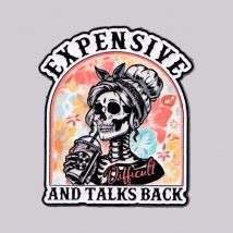 "EXPENSIVE AND TALKS BACK" Enamel Pin Skeleton Brooch Pines Lapel Pins Badge Clothing Accessories Fashion Jewelry Friends Gifts