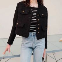 ITOOLIN Einreiher Strickjacke Mantel Tweed Langarm Elegante Jacke Herbst Top Koreanische Tasche Neue Kleine Duft Oberbekleidung