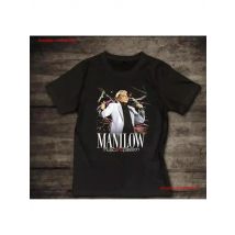 90s Barry Manilow T Shirt Cotton Black All Size vintage Washed streetwear Slightly homme Stylish Soft Top For Everyday Wear