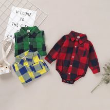 0-18 Monate Neugeborenes Baby Strampler mit langen Ärmeln, rot kariert, Body, Frühling und Herbst, modischer Overall für Kleinkinder, Babykleidung