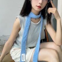 Koreanische Casual Plüsch Dünnen Schal Schmalen Schal Einfarbig Band für Frauen Y2k Mädchen Kleinen Schal Dressing Dekoration