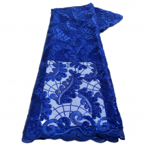 Royal Blue Luxus Afrikanischen Nigerian Net Spitze Stoff Hohe Qualität Mesh Französisch Pailletten Tüll Nähen Stoff Für Frauen Party Kleid