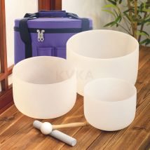 Kvka 432hz/440hz matt weiße Kristall Klangs chale Set 12 "c10" f 8 "ein Chakra Set von 3 stücke